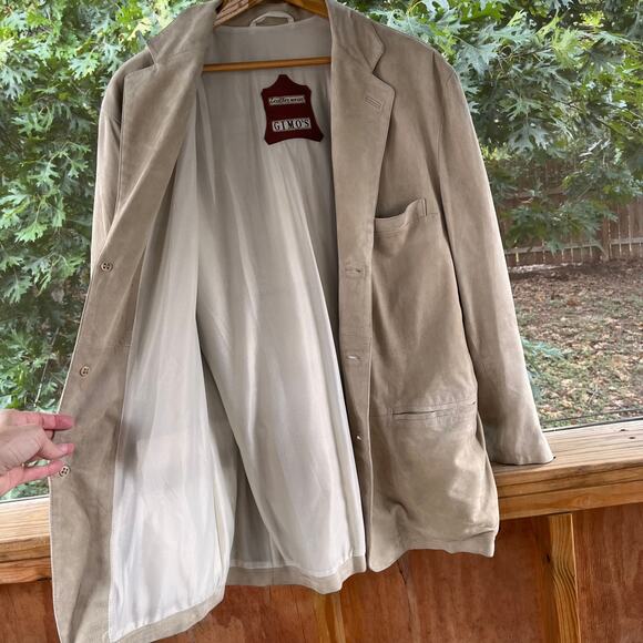 Gimo's Leatherwear Men's Italian Suede Jacket Beige Size L - Picture 3 of 13